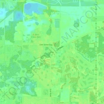 Carte topographique Erie, altitude, relief