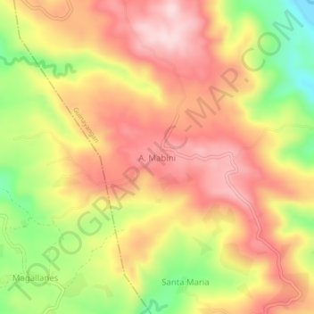 Carte topographique A. Mabini, altitude, relief
