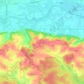 Carte topographique Wippenhausen, altitude, relief