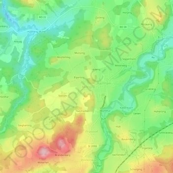 Carte topographique Atzing, altitude, relief