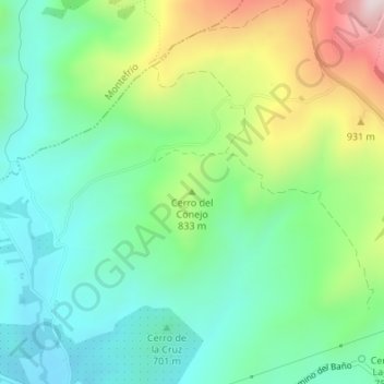 Carte topographique Cerro del Conejo, altitude, relief