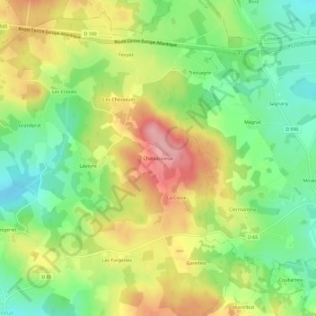 Carte topographique Chateauvieux, altitude, relief