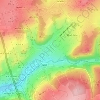 Carte topographique Pré Mathy, altitude, relief
