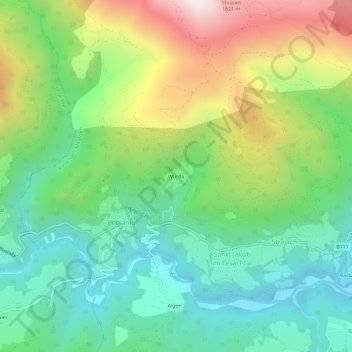 Carte topographique Würda, altitude, relief