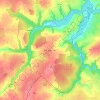 Carte topographique La Croix Cordeau, altitude, relief