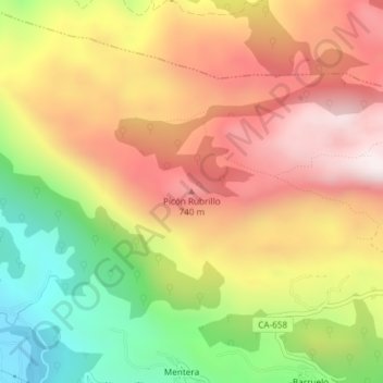Carte topographique Picón Rubrillo, altitude, relief