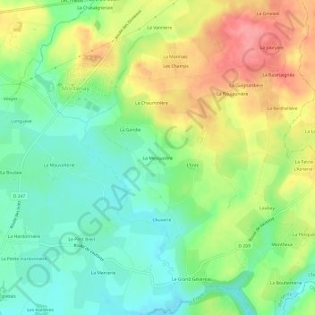 Carte topographique La Messuzière, altitude, relief