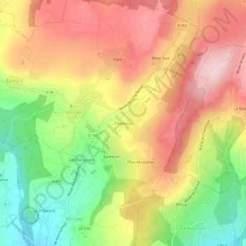 Carte topographique Chamoux, altitude, relief