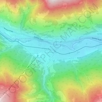 Carte topographique Sankt Lorenzen ob Murau, altitude, relief