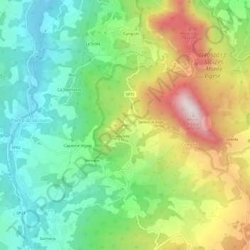 Carte topographique Vigo, altitude, relief