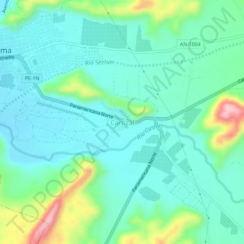 Carte topographique Carrizal, altitude, relief