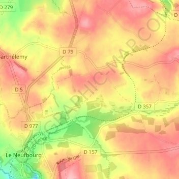 Carte topographique beauvallon, altitude, relief