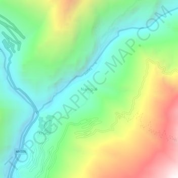 Carte topographique Namgial, altitude, relief