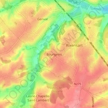 Carte topographique Bourgeois, altitude, relief