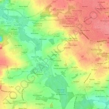 Carte topographique Campir, altitude, relief