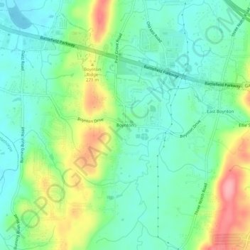 Carte topographique Boynton, altitude, relief