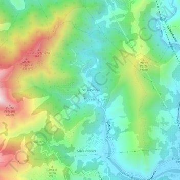 Carte topographique Torri Superiore, altitude, relief