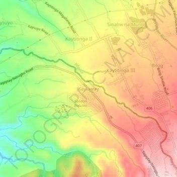 Carte topographique Kaylaway, altitude, relief