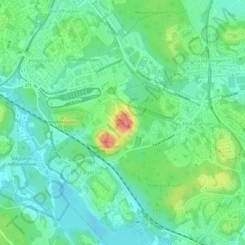 Carte topographique Hökarängstoppen, altitude, relief