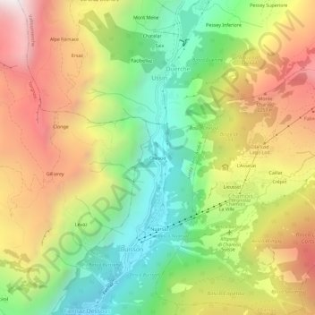 Carte topographique Chesod, altitude, relief