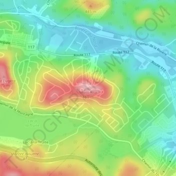 Carte topographique Mont Alta, altitude, relief