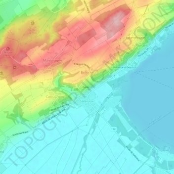 Carte topographique Cotterd, altitude, relief