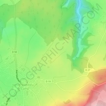 Carte topographique Voie du Moulin, altitude, relief