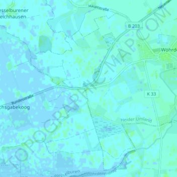 Carte topographique Großbüttel, altitude, relief