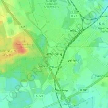 Carte topographique Altholzkrug, altitude, relief
