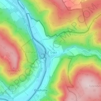 Carte topographique Bursfelde, altitude, relief