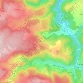 Carte topographique Verdun, altitude, relief