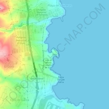 Carte topographique Tufia, altitude, relief