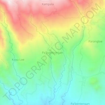 Carte topographique Pa'bumbungan, altitude, relief