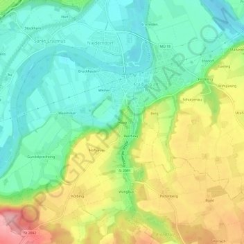 Carte topographique Haag, altitude, relief