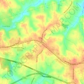 Carte topographique Colfax, altitude, relief