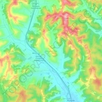 Carte topographique Mombarone, altitude, relief