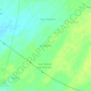 Carte topographique Khombole, altitude, relief