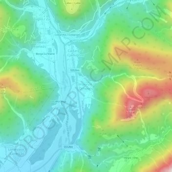 Carte topographique Imponzo, altitude, relief