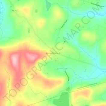 Carte topographique Center Moreland, altitude, relief
