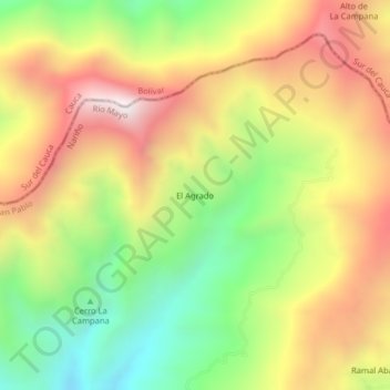 Carte topographique El Agrado, altitude, relief