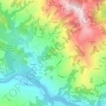Carte topographique Bebbio, altitude, relief