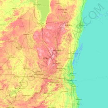 Carte topographique Washington, altitude, relief