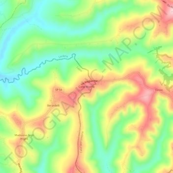 Carte topographique Colle Micotti, altitude, relief