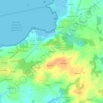 Carte topographique Kerfraval, altitude, relief