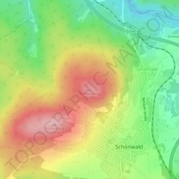 Carte topographique Pfaffenberg, altitude, relief