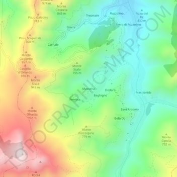 Carte topographique Masseria, altitude, relief
