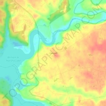 Carte topographique Concord, altitude, relief