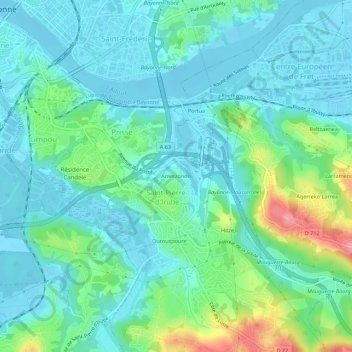 Carte topographique Ametzondo, altitude, relief