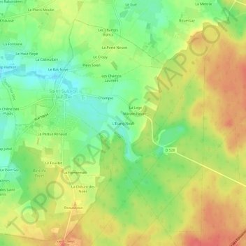 Carte topographique L'Étang Neuf, altitude, relief