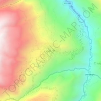 Carte topographique Ccachin, altitude, relief